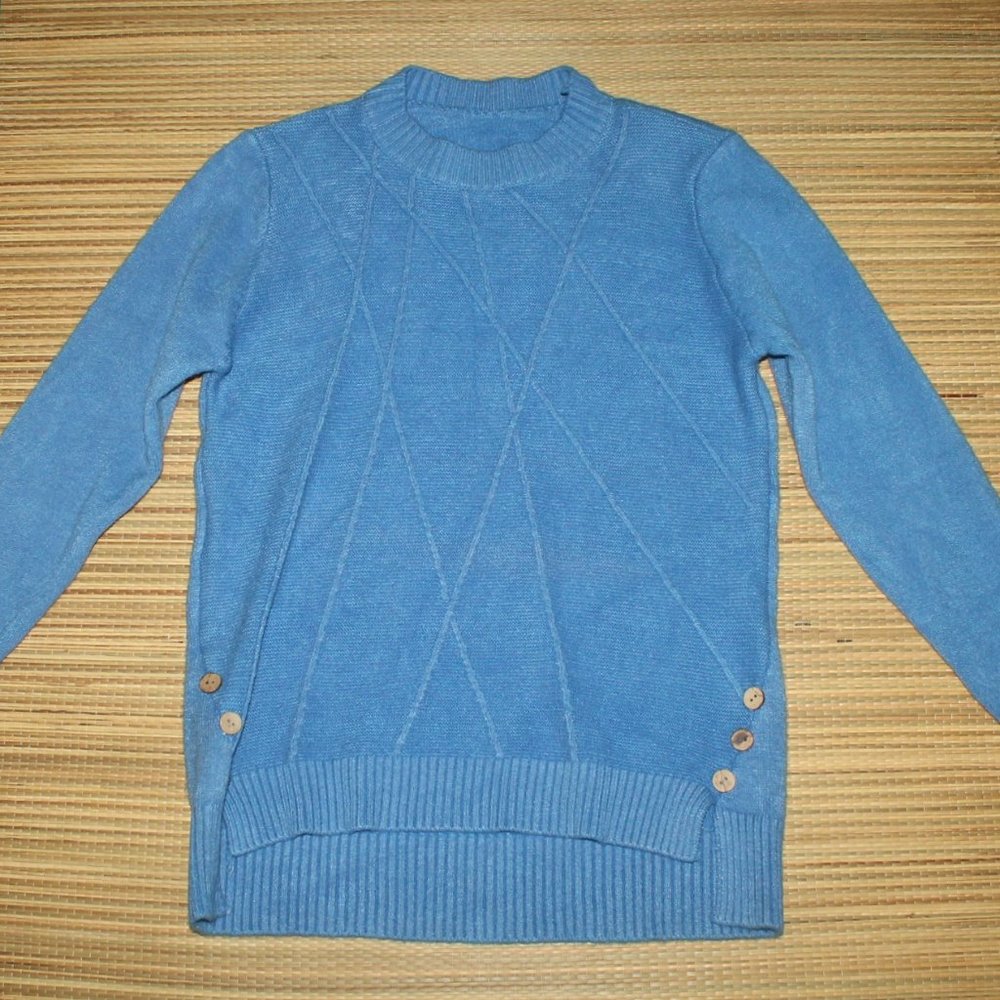 3 Ply Periwinkle Blue Thick 100% Pullover High Low  Cashmere Sweater